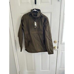 Men's Hooded outdoor venture Lightweight Rain Pullover windbreaker - Olive NWT